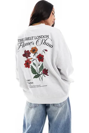 ASOS Flower show graphic sweatshirt in ice marl