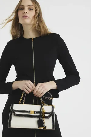 River Island Mini canvas tote cross body bag in beige