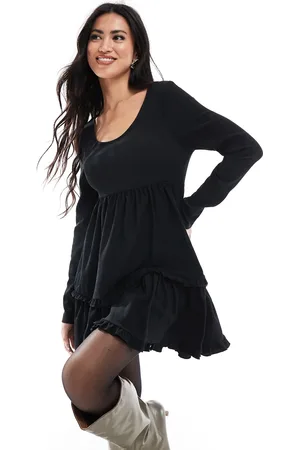 Miss Selfridge Textured ruffle smock dress in