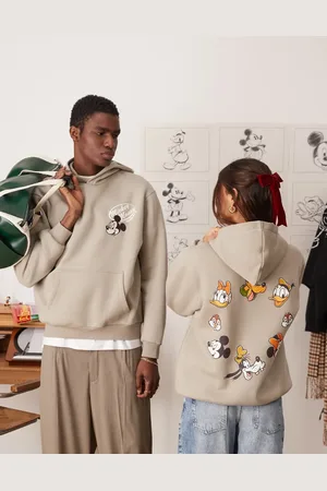 ASOS Disney unisex oversized hoodie with mickey and friends graphics in dark stone