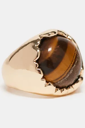 ASOS Ring with real semi precious tigers eye stone in tone