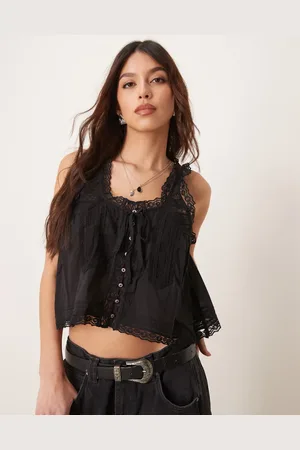 Free People Evermore lace insert boho tank top in
