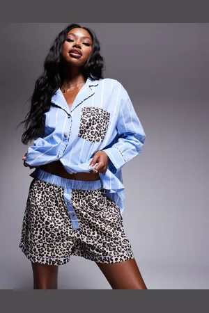 ASOS Mix & match woven stripe and leopard print pyjama boxer short
