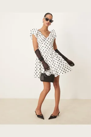 Sister Jane Structured polka dot mini dress in ivory