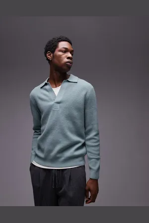 MANGO Knitted polo sweater in pale