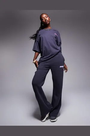 Kaiia Logo wide leg jogger co-ord in charcoal