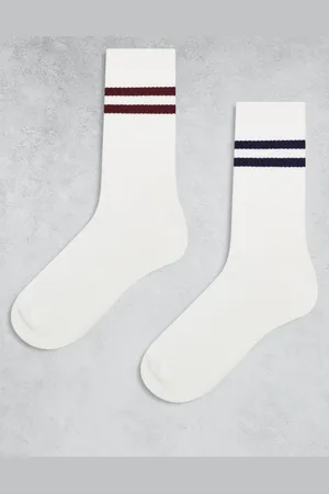 ASOS 2 pack socks with stripes in cream