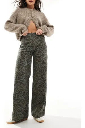 Object Extreme wide leg jeans in leopard print - DGREEN