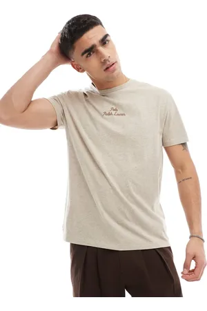 Ralph Lauren Central script logo t-shirt classic oversized fit in beige marl