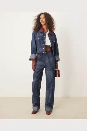 Ghospell Denim jeans co-ord in check
