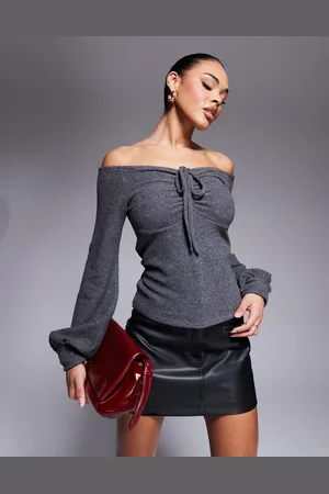 ASOS Ruched super soft bardot top in