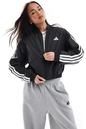 adidas Adidas Essentials 3-stripes insulated crop bomber jacket in