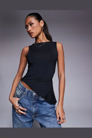 ASOS Slash neck tank top with ruffle godet detail in