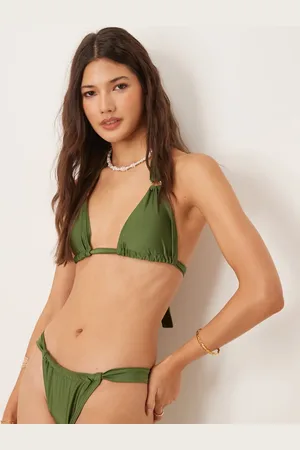 New Look Triangle bikini top in khaki