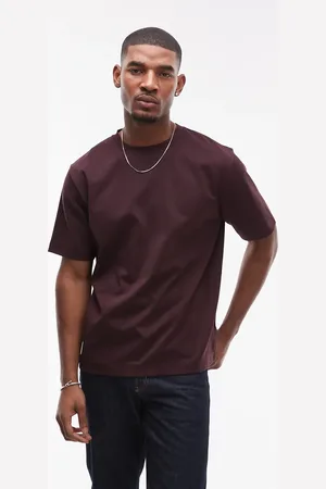 ARKET Heavy interlock jersey oversized t-shirt in burgundy