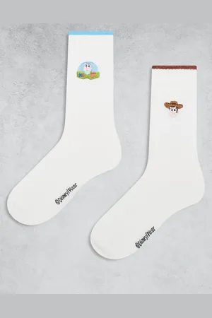 ASOS 2 pack Disney Woody and Buzz embroidery sock in
