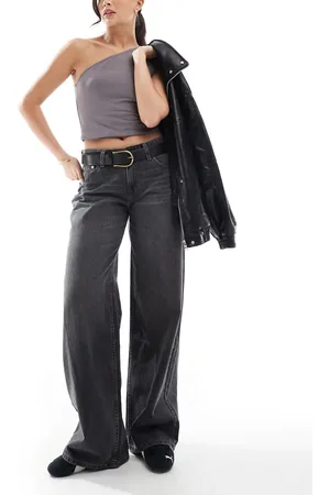 Bershka Baggy straight leg jeans in dark