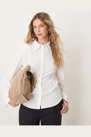 JDY Fitted structure shirt in white