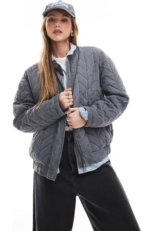ONLY Quilted bomber jacket in washed