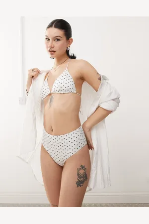 Monki Mix and match high waist bikini bottom in and black polka dot