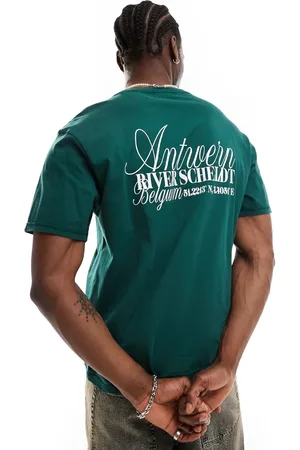 Another Influence Antwerp slogan oversized boxy t-shirt in forest