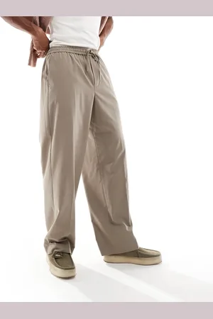 ASOS Pull on smart wide leg trousers in stone
