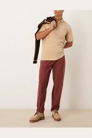 ASOS Smart oversized tapered trousers in burgundy with half elasticated waist