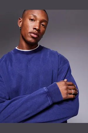 ASOS Co-ord oversized sweatshirt with cut and sew detail in washed navy - MBLUE