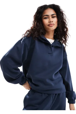 ASOS Henley oversized sweatshirt co-ord in navy