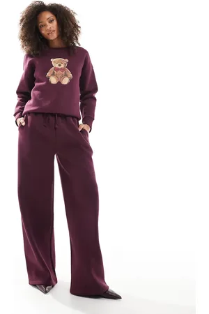 Miss Selfridge Wide leg jogger co ord in burgundy
