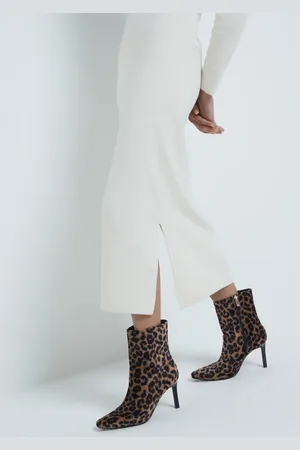River Island Heeled ankle boot in leopard print