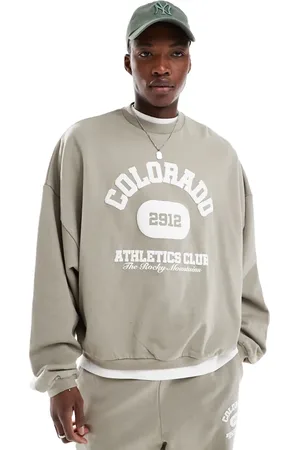 ASOS Co-ord extreme oversized sweatshirt with vintage varsity puff print in stone - KHAKI