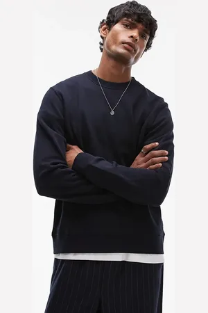 ARKET Minimal jersey sweatshirt with crew neck in navy