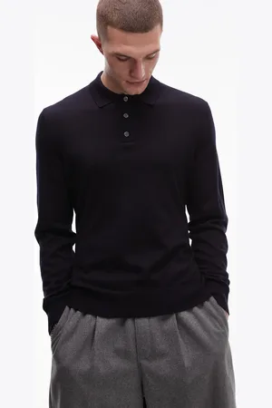 ARKET Merino wool heavyweight long sleeve polo shirt in