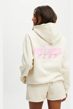 Cotton On Plush premium graphic hoodie in off