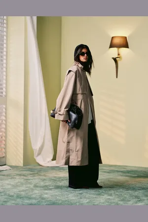& OTHER STORIES Midaxi trench jacket with convertible collar detail in beige