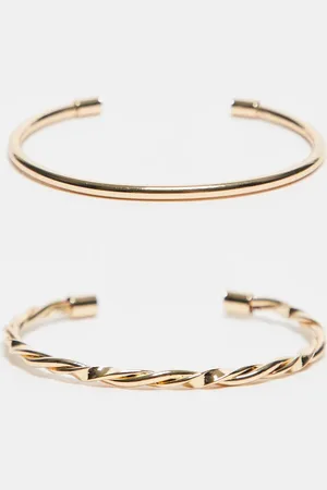 ASOS Pack of 2 cuff bracelet with plain and twist detail in tone