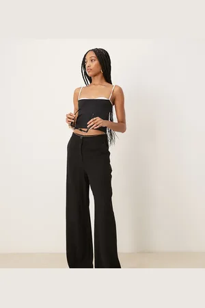 ASOS Tall relaxed straight leg trousers with linen in