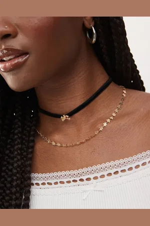 Reclaimed 2 row necklace with black velvet choker