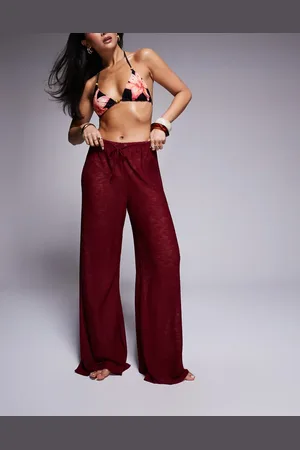 South Beach Knit beach trouser in burgundy