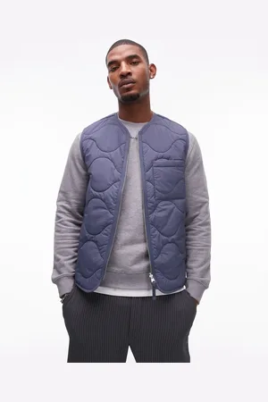 ARKET Quilted gilet with zip front in blue