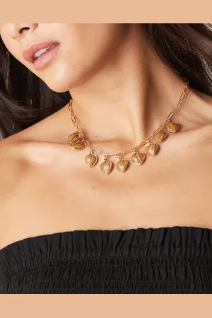 ASOS Necklace with faux tigers eye heart charms in tone