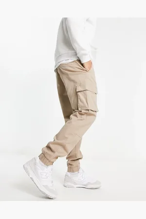 Only & Sons Tapered fit cuffed cargo trousers in stone