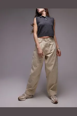 Topshop Clean pull on cargo trousers in beige