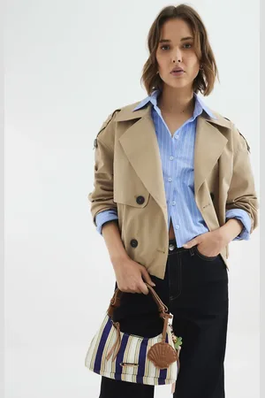 River Island Canvas striped charm shoulder bag in