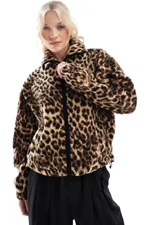 Pimkie Zip through teddy borg fleece in leopard print