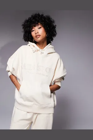 Kaiia Sport embroidered logo oversized hoodie co-ord in cream
