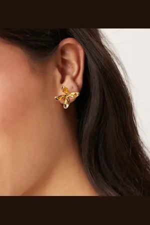 ASOS 14k plated stud earrings with small floral design
