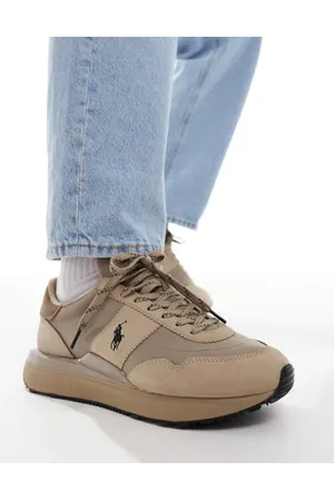 Ralph Lauren Train 89 trainer with logo in tan