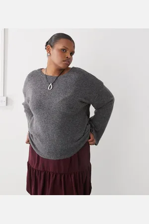 Noisy May Tie front reversible jumper in charcoal